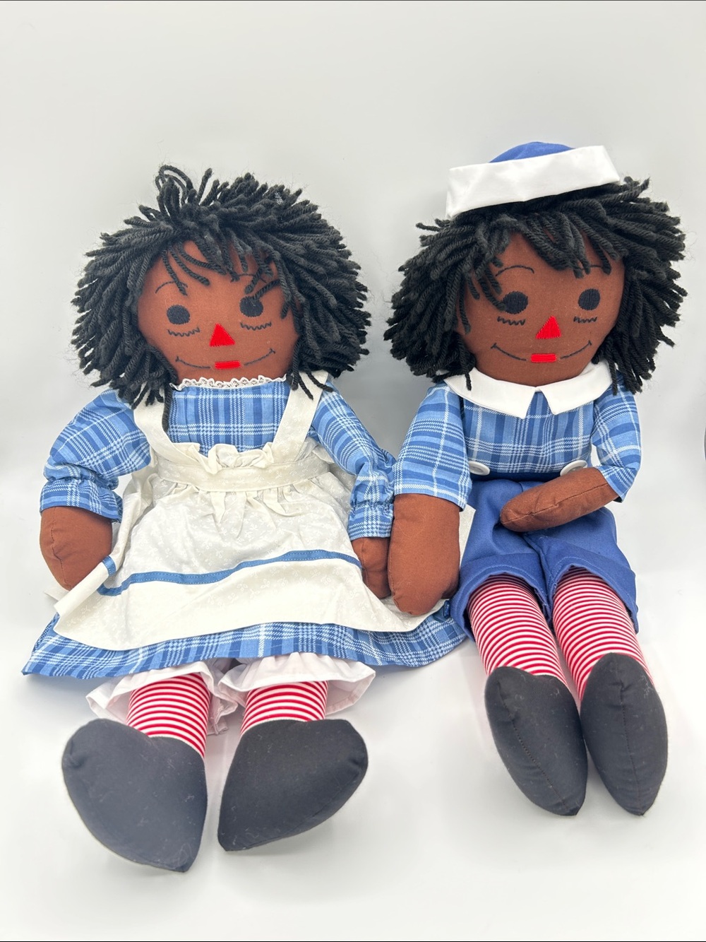 Vintage Handmade African American Raggedy Ann & Andy Style Dolls 20” Pair